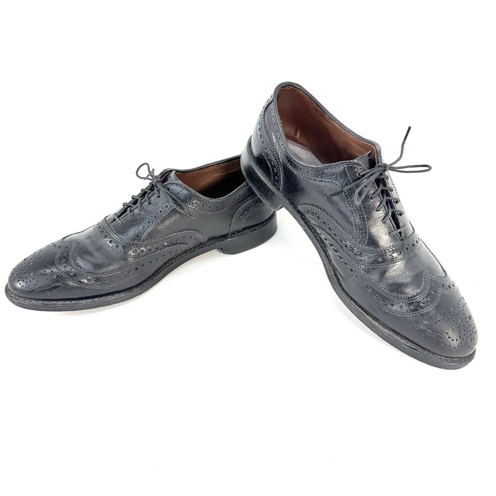 Allen Edmonds "MCALLISTER" Lace Up Black Leather Wingtip Oxfords 8 D Dress Shoes
